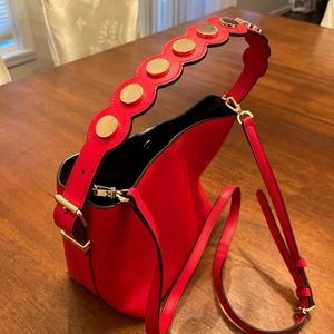 Henri Bendel Surrey Red Leather Bucket Crossbody